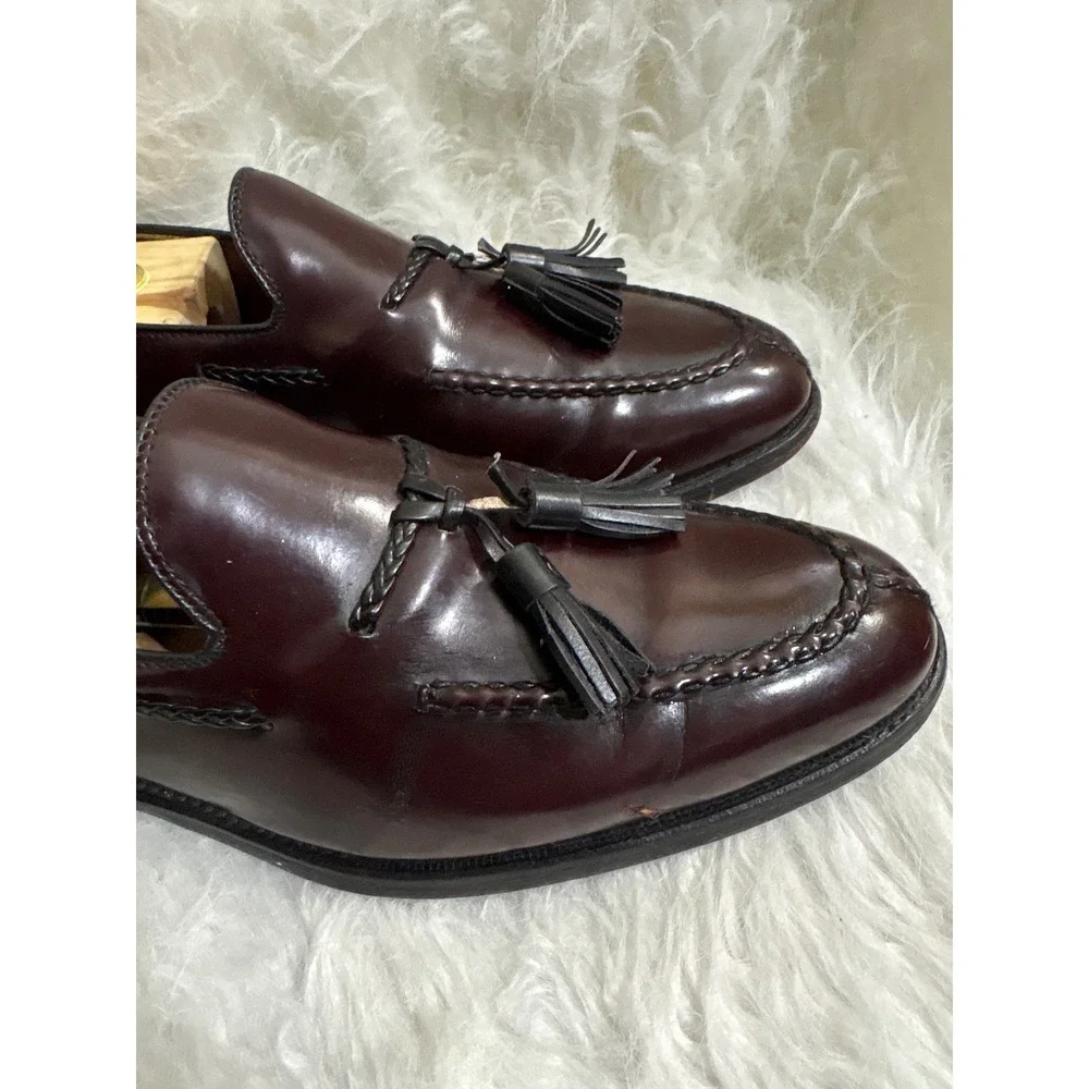 Allen Edmonds Pembroke Mens Burgundy Shell Cordovan Tassel Loafers 10 D USA Made